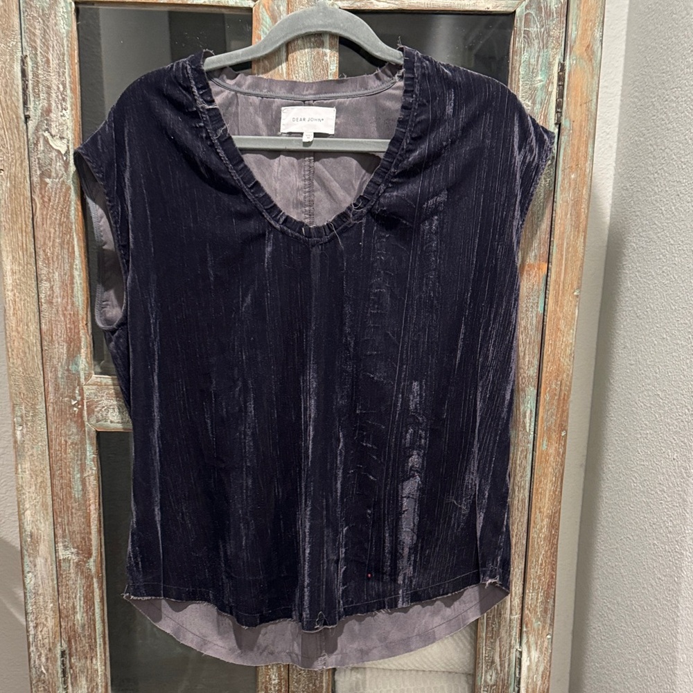 Dear John Navy Velvet Blouse